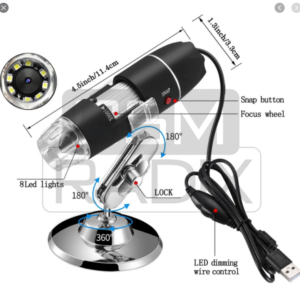 USB Microscope 1600x Zoom 1080p Digital Mini Microscope Camera with OTG Adapter and Metal Stand; Compatible for Window
